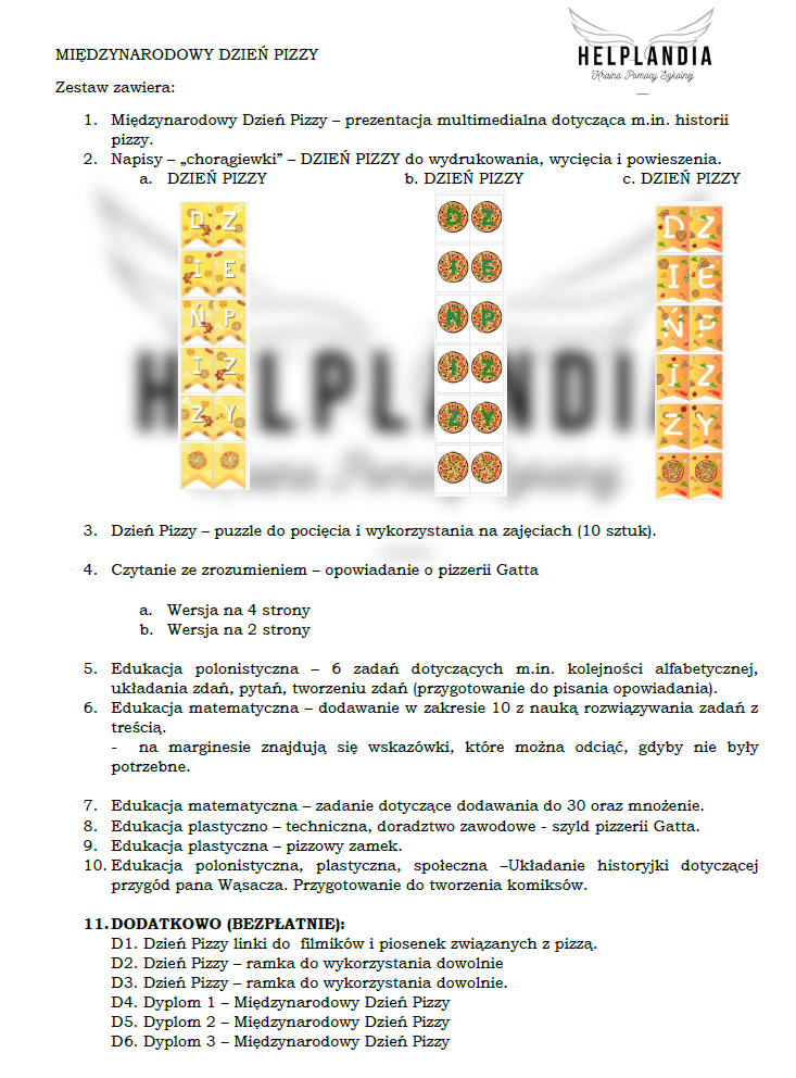 Dzień Pizzy zestaw materiałów wraz z prezentacją - obrazek 2